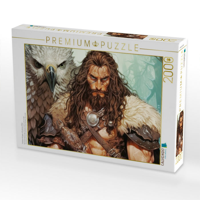Finsterer Krieger mit seinem Adler - CALVENDO Foto-Puzzle'