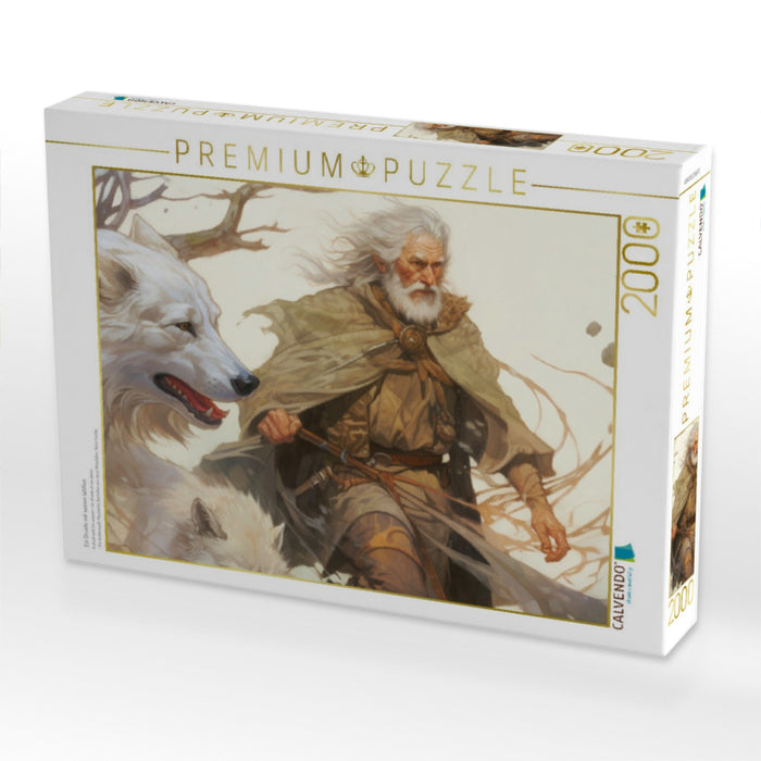 Ein Druide mit seinen Wölfen - CALVENDO Foto-Puzzle'
