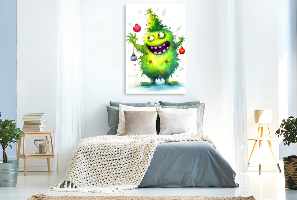 Premium Textil-Leinwand Weihnachtsbaummonster