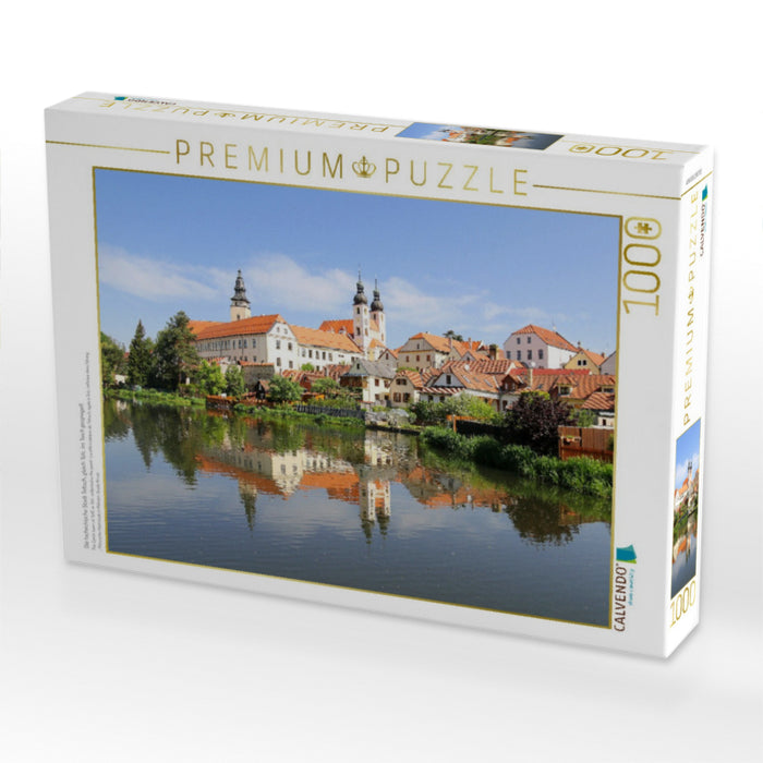 Die tschechische Stadt Teltsch, gleich Telc, im Teich gespiegelt - CALVENDO Foto-Puzzle'