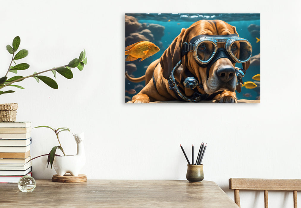 Chien de sang en toile textile haut de gamme Pluto avec lunettes de natation en plongée 