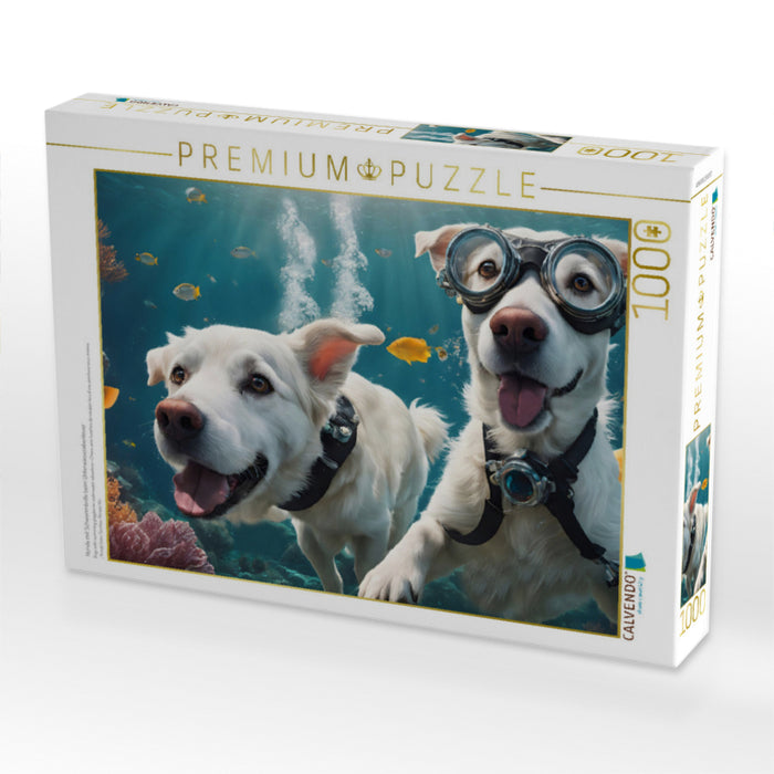 Hunde mit Schwimmbrille beim Unterwasserabenteuer - CALVENDO Foto-Puzzle'