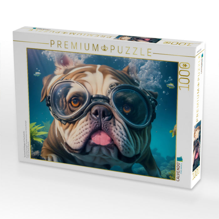 Tauchende Bulldogge mit Taucherbrille - CALVENDO Foto-Puzzle'