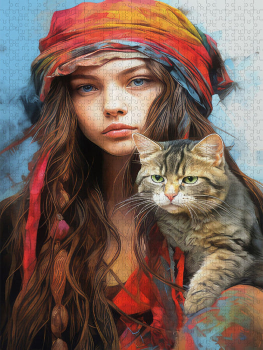 Mann und Katze - CALVENDO Foto-Puzzle'