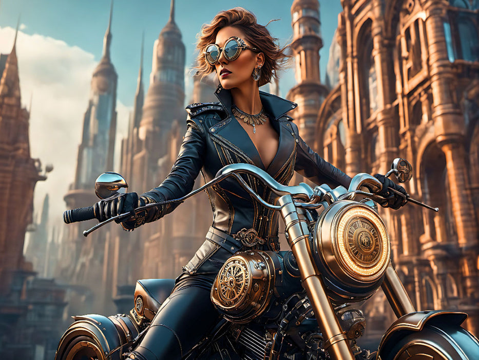Steampunk Bikerbraut - CALVENDO Foto-Puzzle'