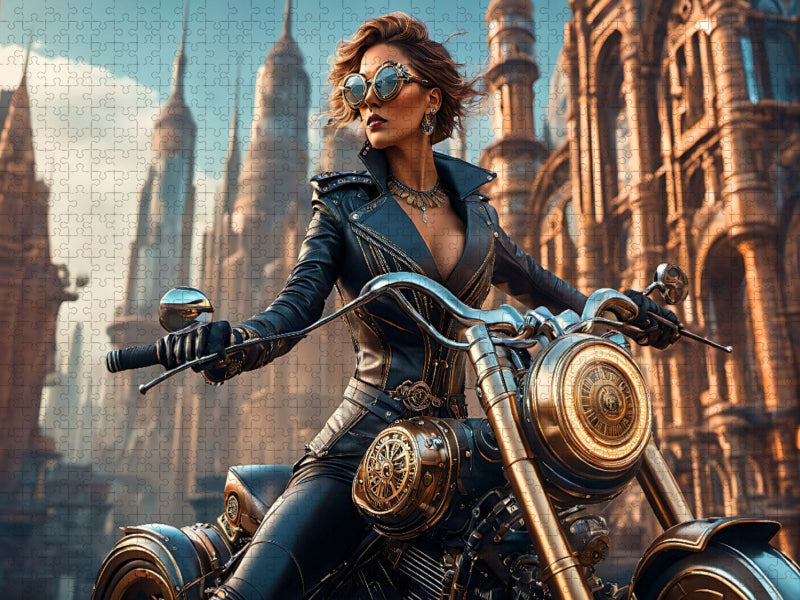 Steampunk Bikerbraut - CALVENDO Foto-Puzzle'