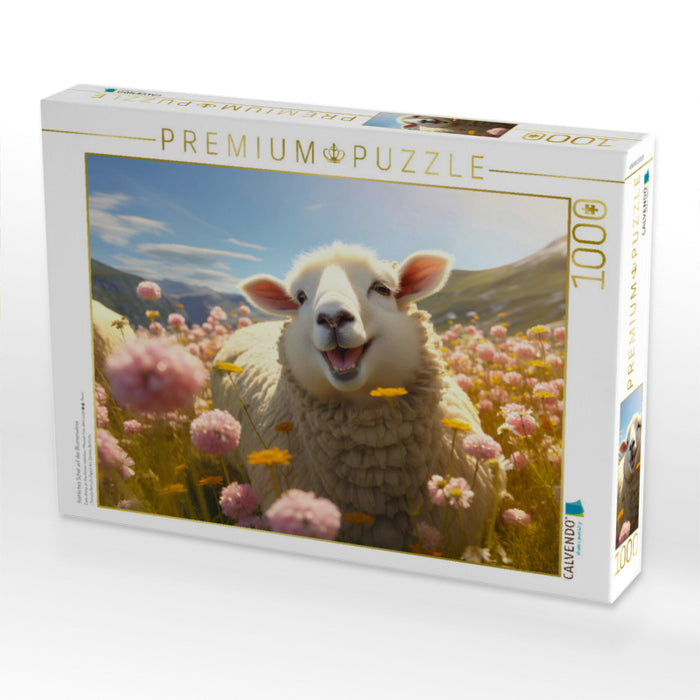 Fröhliches Schaf auf der Blumenwiese - CALVENDO Foto-Puzzle'