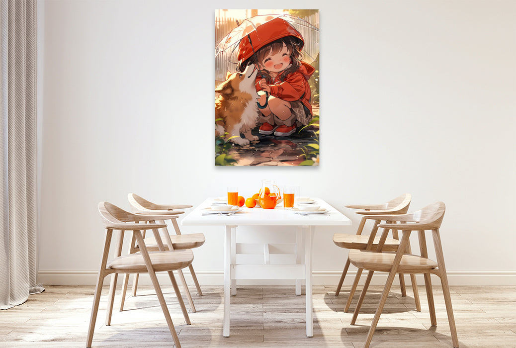 Premium Textil-Leinwand Manga Kinder