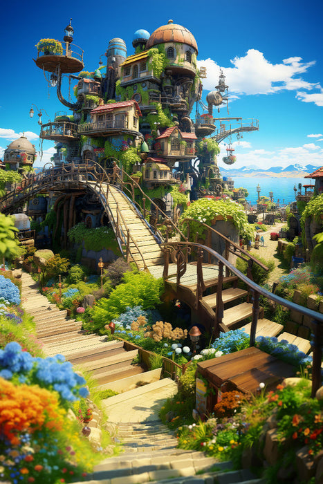 Premium Textil-Leinwand Anime Manga Landschaft