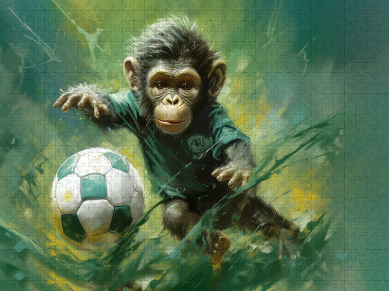 Babyaffen im Fussballfieber - CALVENDO Foto-Puzzle'