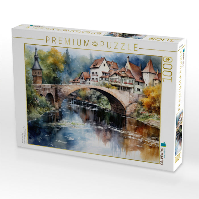 Brücke zum Dorf - CALVENDO Foto-Puzzle'