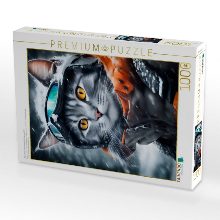 Katze beim Outdoorsport - Winterwandern - CALVENDO Foto-Puzzle'