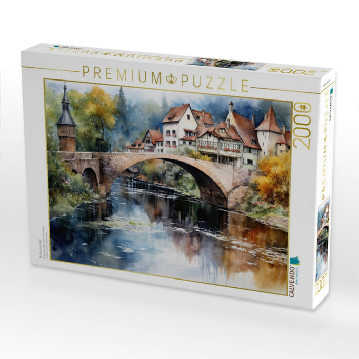 Brücke zum Dorf - CALVENDO Foto-Puzzle'