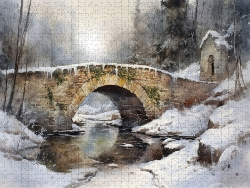 Steinbrücke im Winter - CALVENDO Foto-Puzzle'
