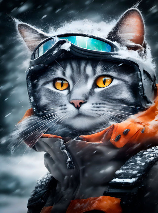 Katze beim Outdoorsport - Winterwandern - CALVENDO Foto-Puzzle'