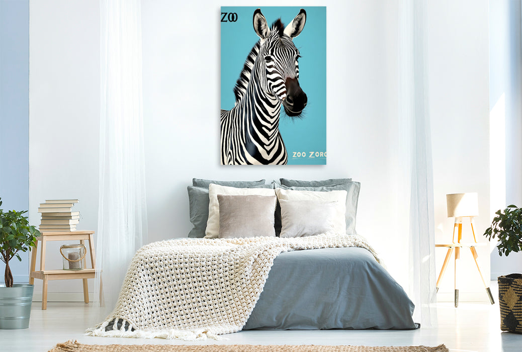 Premium Textil-Leinwand Vintage Zebra Poster