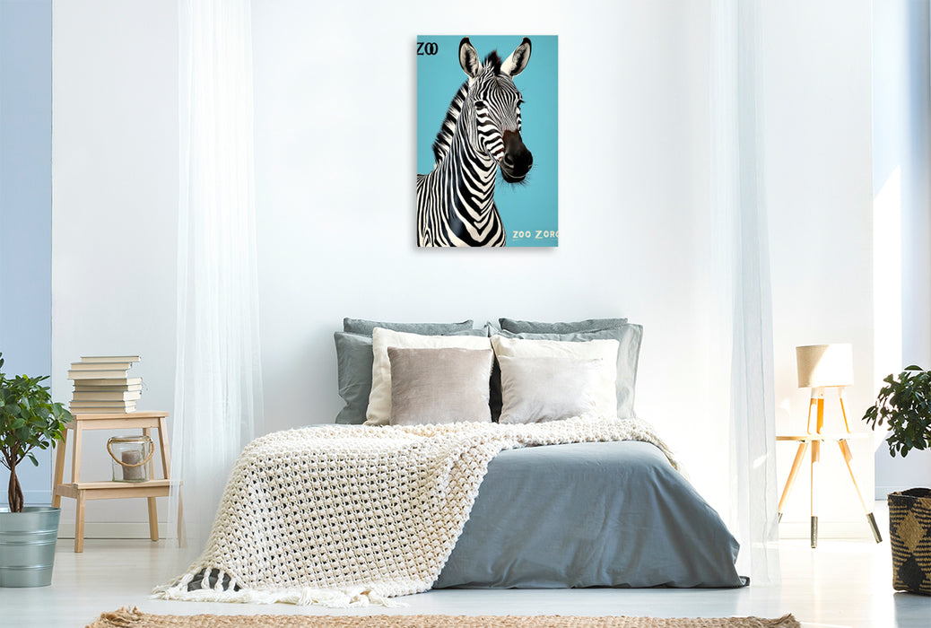 Premium Textil-Leinwand Vintage Zebra Poster