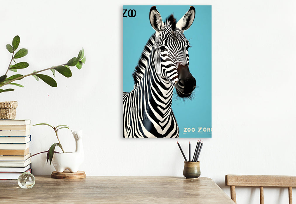 Premium Textil-Leinwand Vintage Zebra Poster