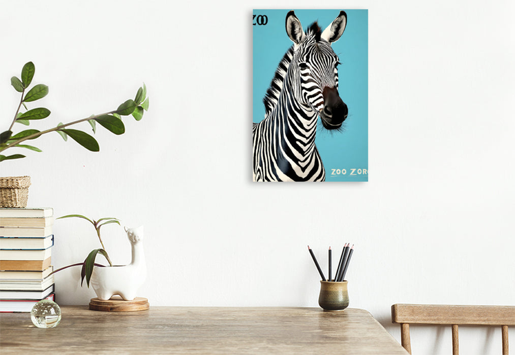 Premium Textil-Leinwand Vintage Zebra Poster