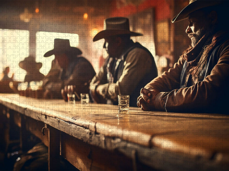 Leere Wiskeygläser in einer Wild West Bar - CALVENDO Foto-Puzzle'