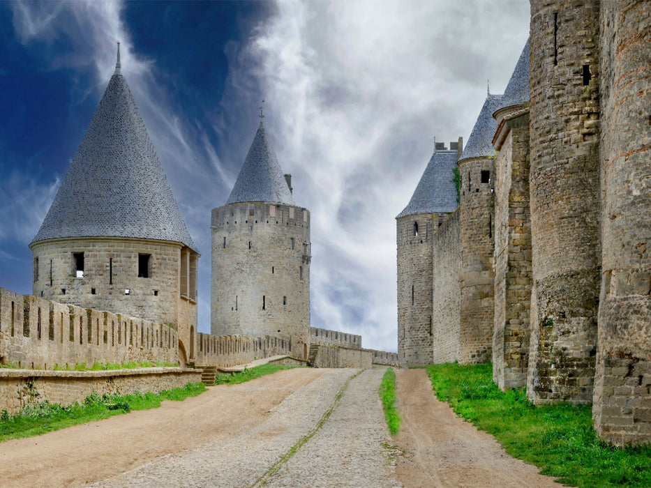 Die schöne Festungsstadt Carcasonne mit vielen Sehenswürdigkeiten ist komplett von Wehrmauern umgeben - CALVENDO Foto-Puzzle'