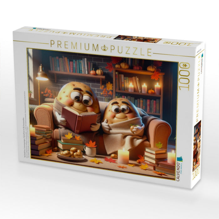 Herbstliches Lesevergnügen: Kartoffeln im Bücherparadies - CALVENDO Foto-Puzzle'