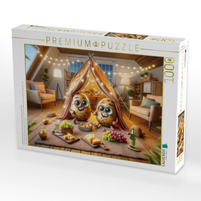 Camping-Abenteuer zu Hause: Die Couch-Potatoes und ihr Zelt - CALVENDO Foto-Puzzle'
