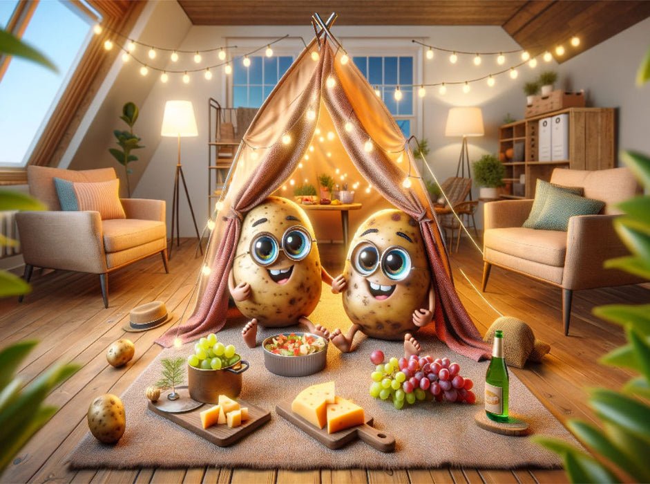 Camping-Abenteuer zu Hause: Die Couch-Potatoes und ihr Zelt - CALVENDO Foto-Puzzle'