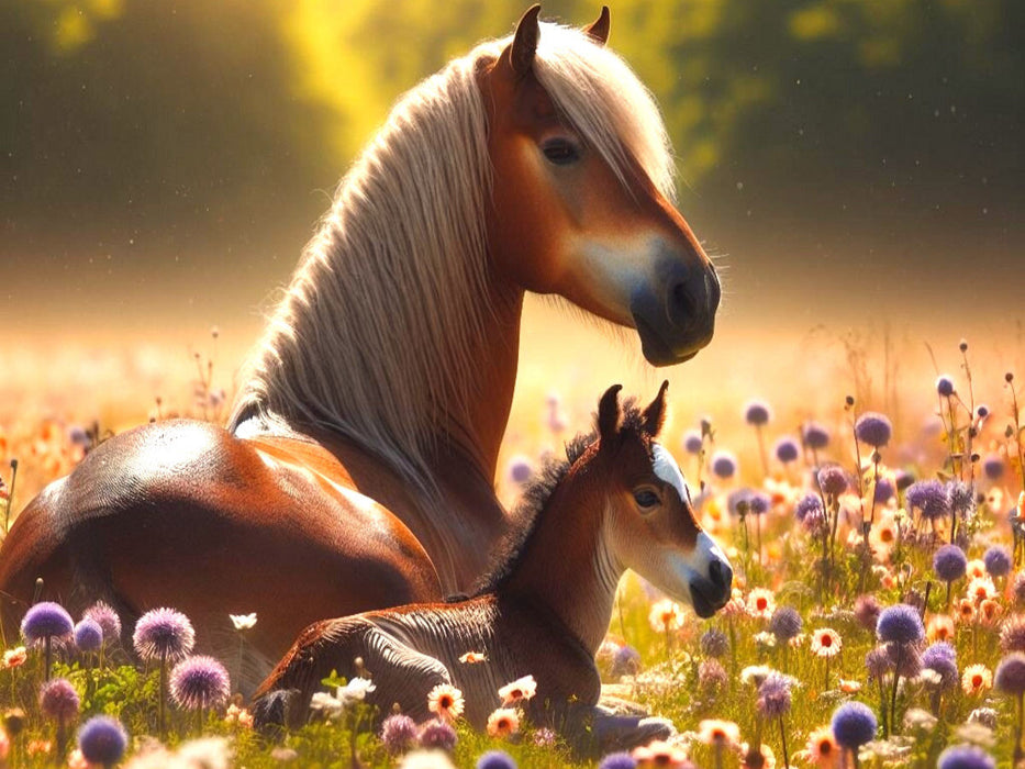 Haflinger Stute mit Fohlen - Ein Jahr auf zauberhaften Weiden - CALVENDO Foto-Puzzle'