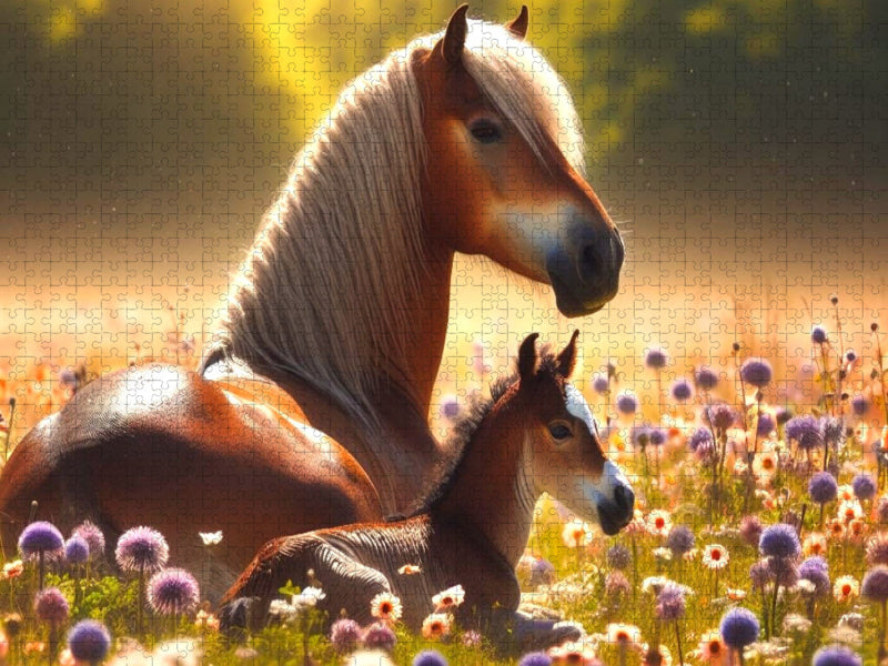 Haflinger Stute mit Fohlen - Ein Jahr auf zauberhaften Weiden - CALVENDO Foto-Puzzle'