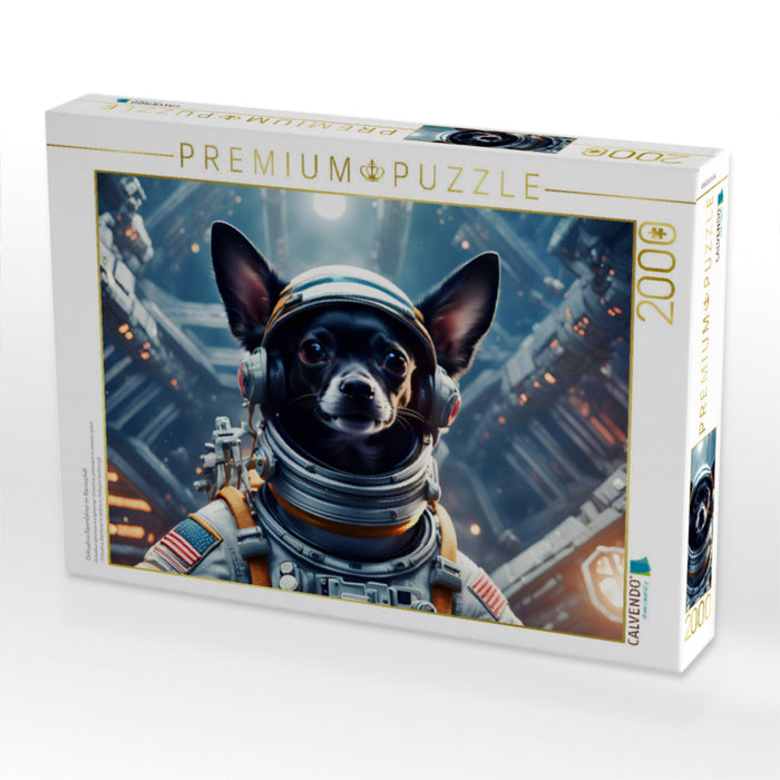 Chihuahua Raumfahrer im Raumschiff - CALVENDO Foto-Puzzle'