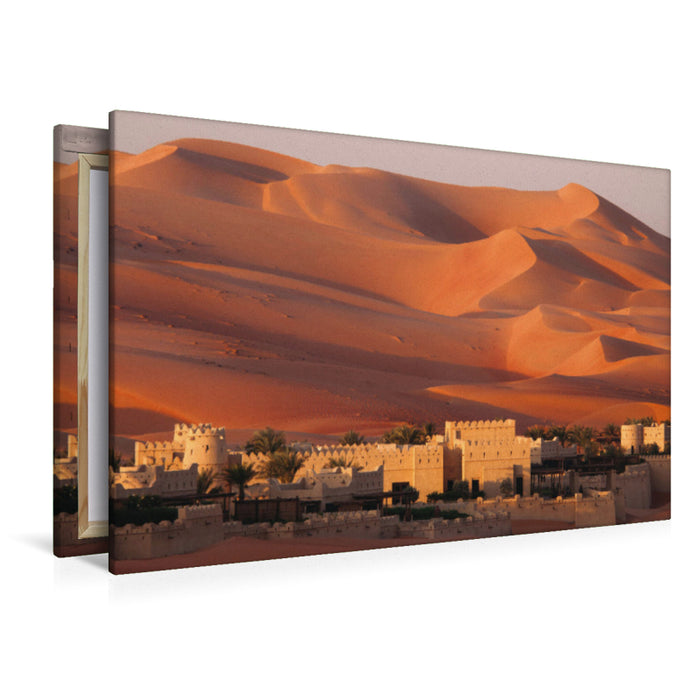 Premium Textil-Leinwand Sonnenuntergang in der Wüste