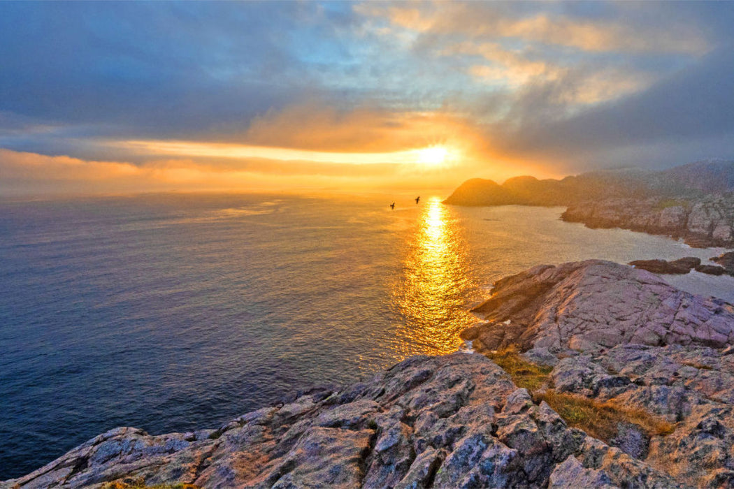 Premium Textil-Leinwand Traumhafter Sonnenuntergang auf Kap Lindesnes