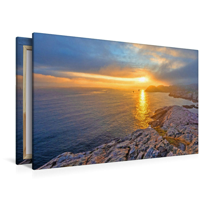 Premium Textil-Leinwand Traumhafter Sonnenuntergang auf Kap Lindesnes