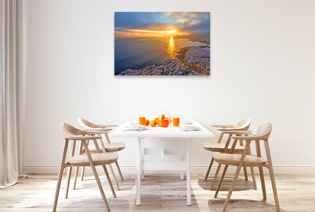 Premium Textil-Leinwand Traumhafter Sonnenuntergang auf Kap Lindesnes