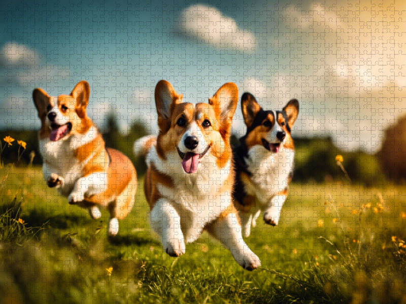 Welsh Corgi Pembroke in Aktion - CALVENDO Foto-Puzzle'