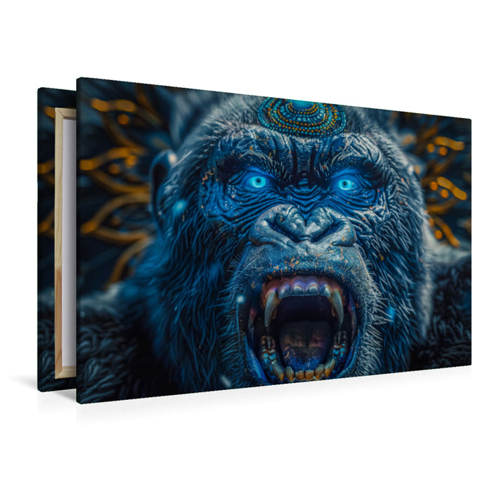 Premium Textil-Leinwand Der mutige Gorilla