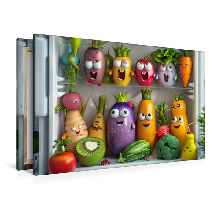 Premium Textil-Leinwand Gemüse Chor im Kühlschrank