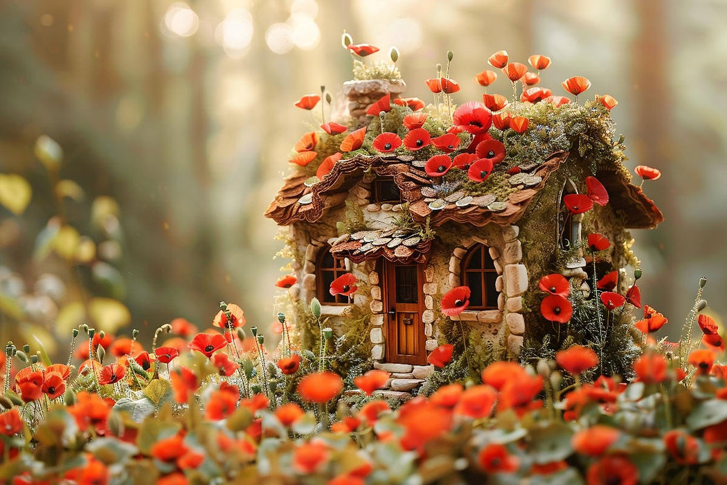 Premium Textil-Leinwand Ein Motiv aus dem Kalender "Das kleine Häuschen im Wald"