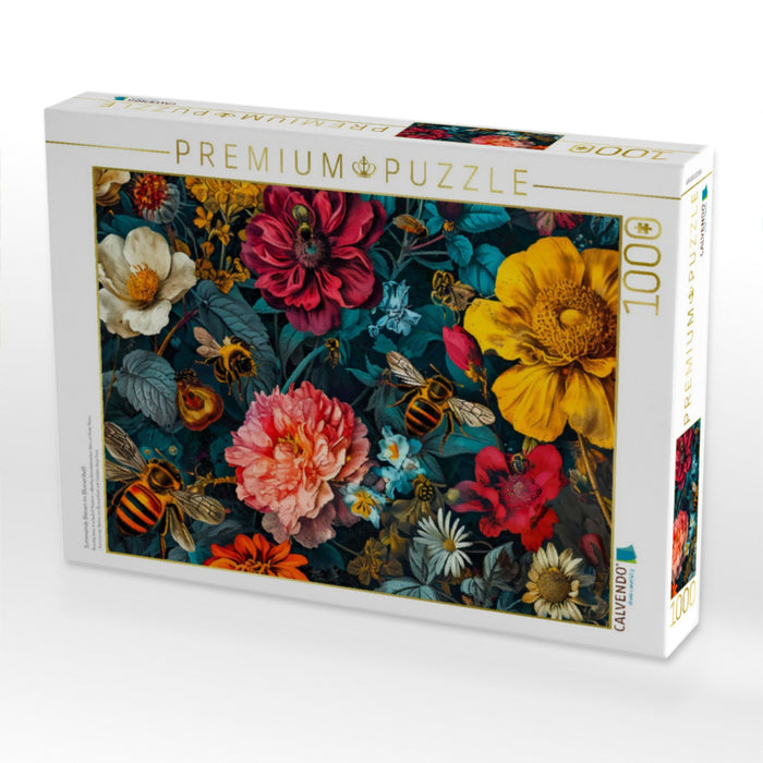 Summende Bienen im Blumenbett. - CALVENDO Foto-Puzzle'