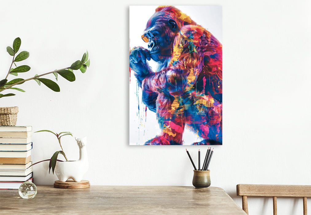 Premium Textil-Leinwand Gorilla