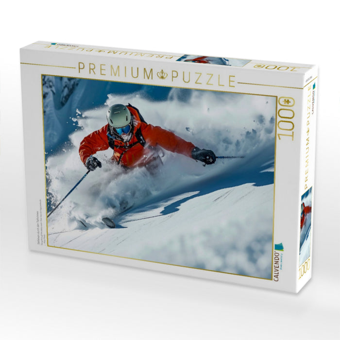 Skifahren durch den Tiefschnee - CALVENDO Foto-Puzzle'