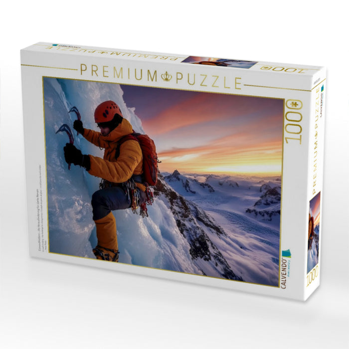 Eiswandklettern - die Herausforderung für starke Nerven - CALVENDO Foto-Puzzle'