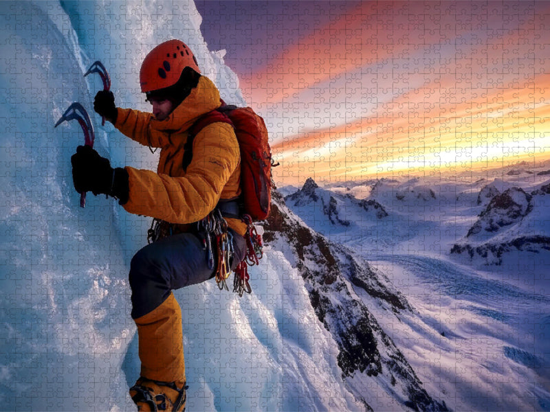 Eiswandklettern - die Herausforderung für starke Nerven - CALVENDO Foto-Puzzle'