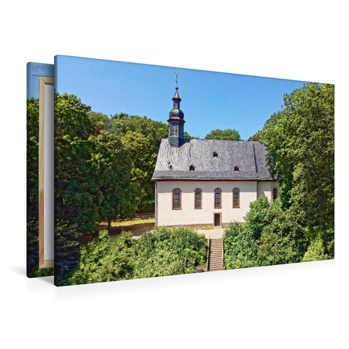 Premium Textil-Leinwand Erbaut aus Dankbarkeit über die Rettung vor der Pest: Bergkapelle in Hofheim von 1773