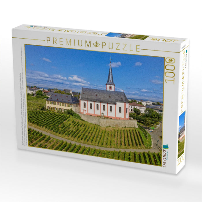 Die Pfarrkirche St. Peter und Paul, Wahrzeichen der Stadt Hochheim, einzige hessische spätbarocke Fresko-Kirche - CALVENDO Foto-Puzzle'