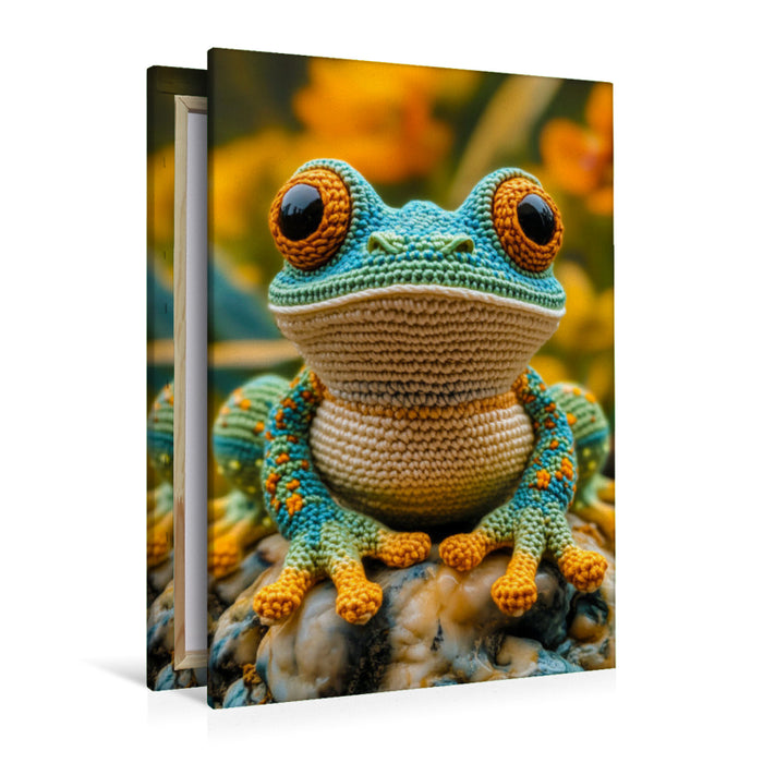 Premium Textil-Leinwand Frosch