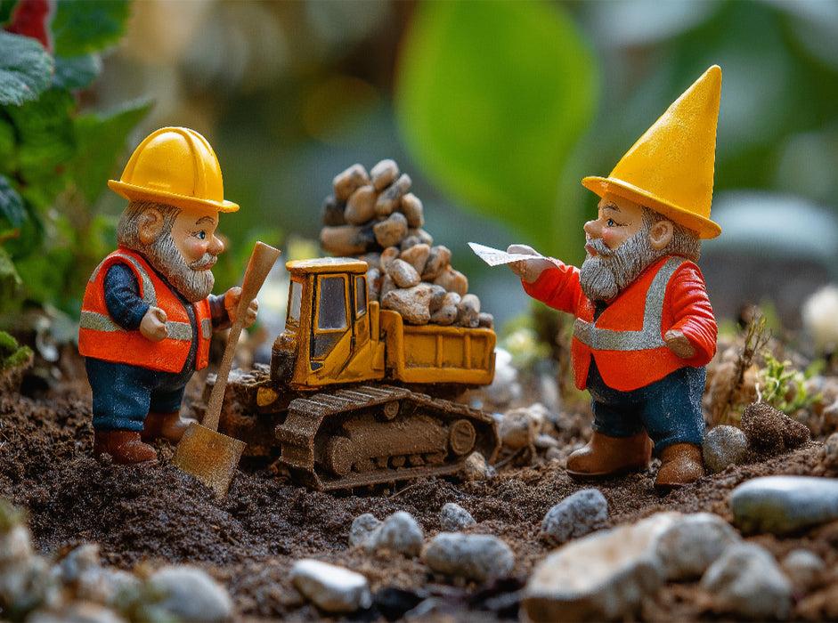 Die Bauarbeiter Gartenzwerge bei der Arbeit - CALVENDO Foto-Puzzle'