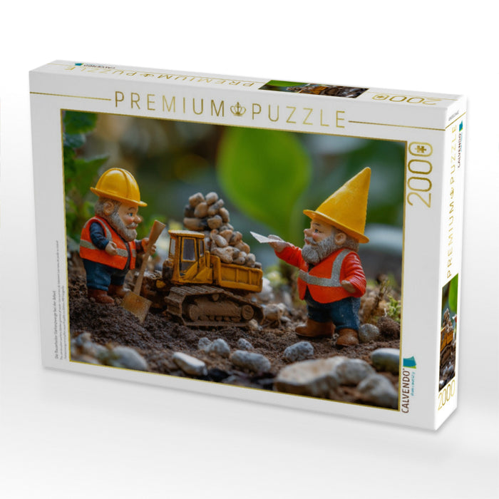 Die Bauarbeiter Gartenzwerge bei der Arbeit - CALVENDO Foto-Puzzle'