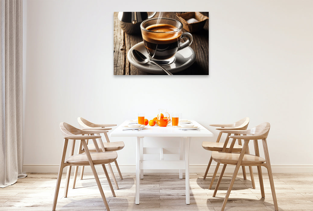 Premium Textil-Leinwand Kaffee Lungo